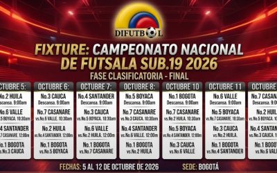 FUSALA MASCULINO 2026 -CATEGORIA SUB.19 – CAMPEONATO NACIONAL – FASE FINAL – SEDE BOGOTA -OCTUBRE 5 AL 11 DE 2026 -CALENDARIO GENERAL DE COMPETENCIA